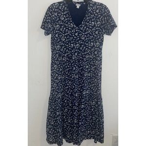 J. Crew Women's Navy and White Floral Small Size Midi Dress